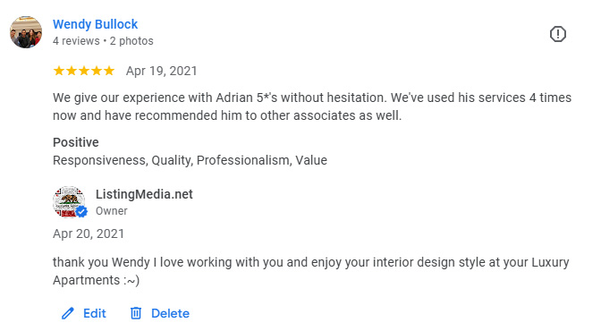 Wendy 5 Star Google Review